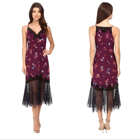 EUC - Rebecca Taylor Bellflower Print Slip Dress - Size 2 - Picture 1 of 5